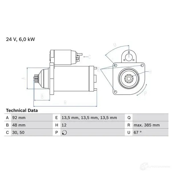 Стартер BOSCH 22 25 0986022250 331655 5O6MEF