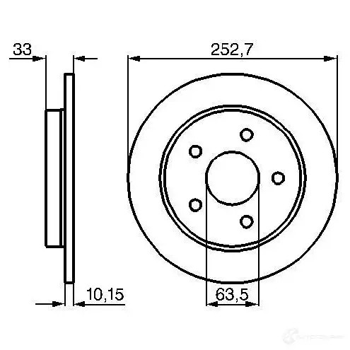 Тормозной диск BOSCH 338779 0986478196 E1 90 R -02C0371/0318 BD156