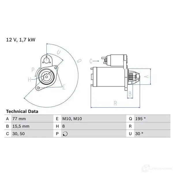 Стартер BOSCH 331754 4HXSBU 2 360 0986023600