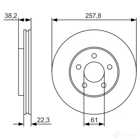 Тормозной диск BOSCH 5N0VZF4 BD 1791 0986479r56 189142657