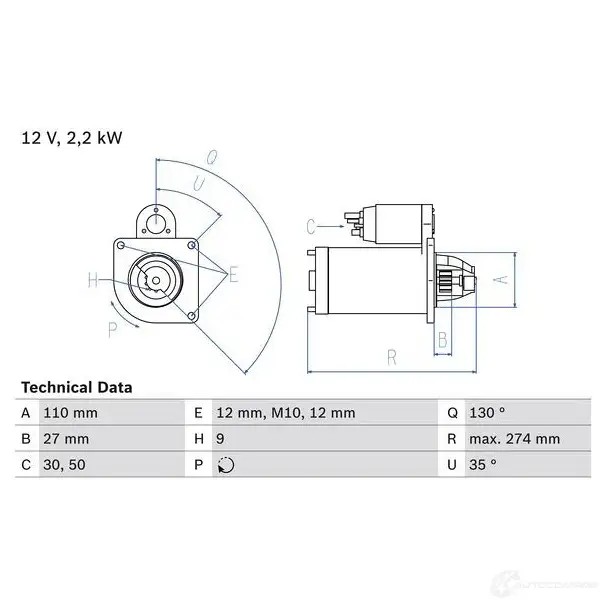 Стартер BOSCH 331328 0986017490 17 49 1VNNA6U