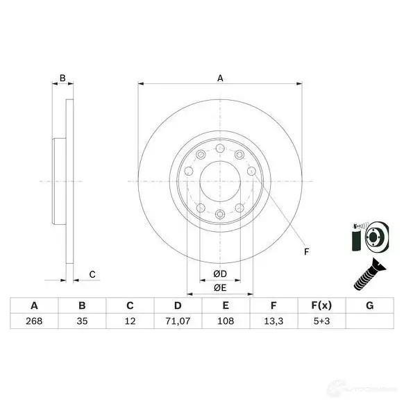 Тормозной диск BOSCH F LD67A 0986479e94 1437241149
