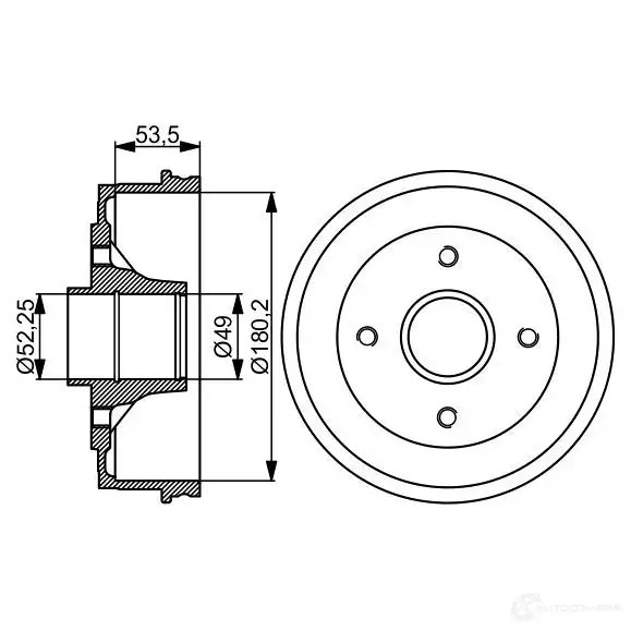 Тормозной барабан BOSCH HVC5VH9 338485 D B136 0986477061