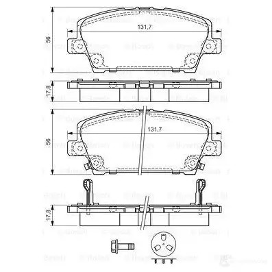 Тормозные колодки, комплект BOSCH BP1047 342134 24087 0986494136