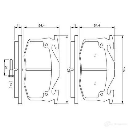 Тормозные колодки, комплект BOSCH 21 597 BP598 0986461149 337801