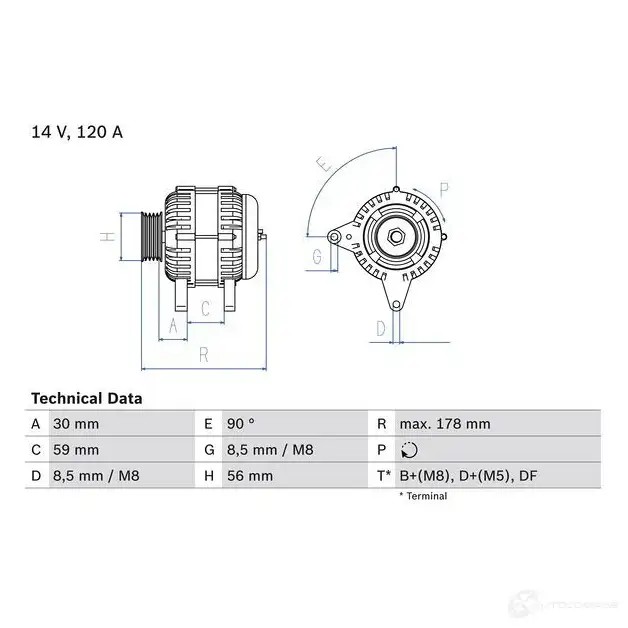 Генератор BOSCH 332551 0986040350 L5AYTLB 4 035