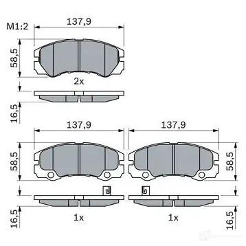 Тормозные колодки, комплект BOSCH 336435 23 250 BP466 0986424760