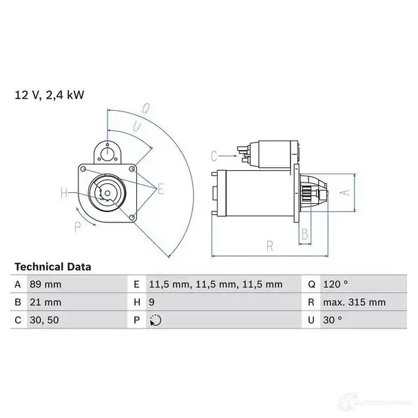 Стартер BOSCH 0986011020 330912 1 102 RG4OQJE