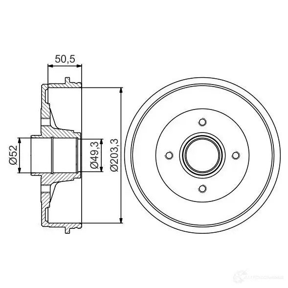 Тормозной барабан BOSCH 0986477196 338592 9LLZC DB2 67