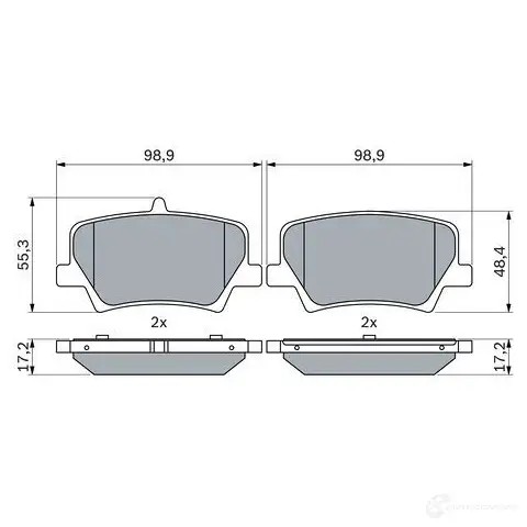 Тормозные колодки, комплект BOSCH 1437921861 0986424996 DI OT9Q3