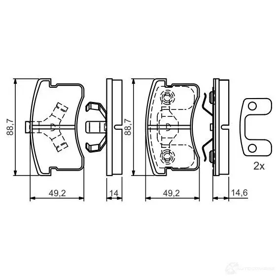 Тормозные колодки, комплект BOSCH 336332 0986424642 BP359 21968