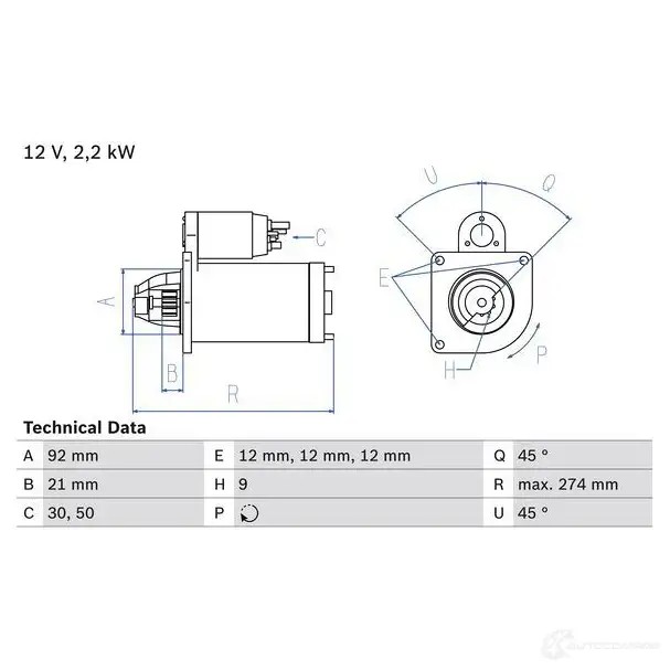 Стартер BOSCH 16 21 NX22X9 0986016210 331227