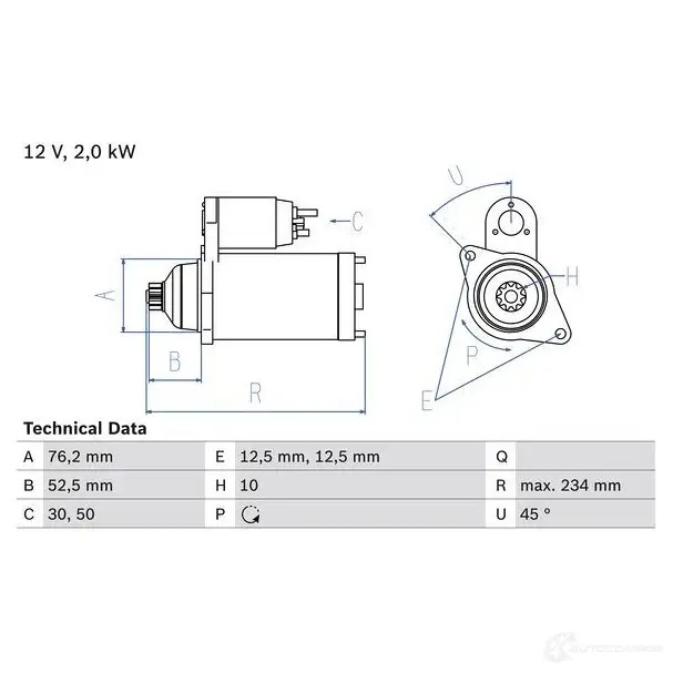Стартер BOSCH 331414 18 50 WEGTJ 0986018500