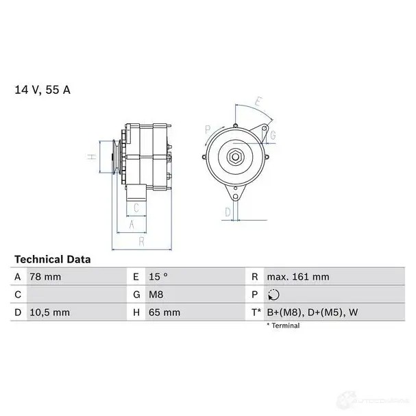 Генератор BOSCH 2OOUR 4 163 0986041630 332653