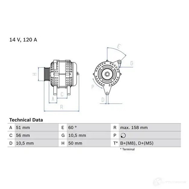 Генератор BOSCH 332811 4 403 Q1IBJ 0986044030