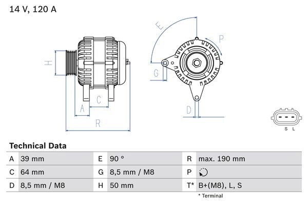 Генератор Bosch 333434 0 986 082 440 8 244 GC8MG1