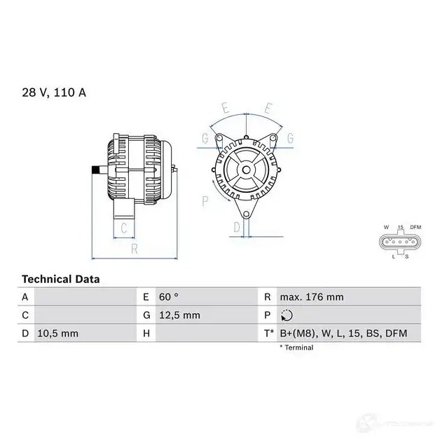Генератор BOSCH 0986047520 47 52 333061 FYZ7QJR