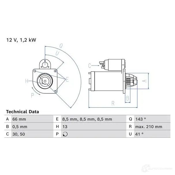 Стартер BOSCH 0986025000 PTKW H1D 1439277538