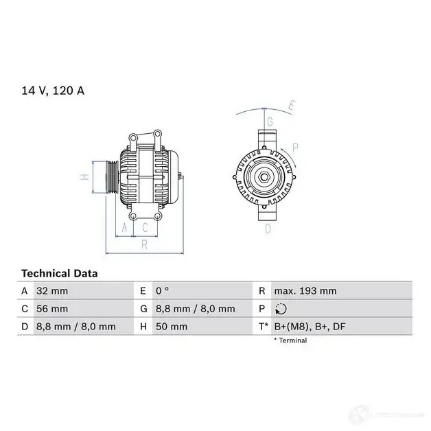 Генератор BOSCH 47 66 1L68F 333072 0986047660