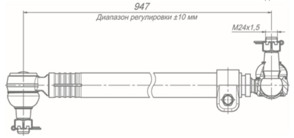 Тяга рулевая КАМАЗ-5297, НЕФАЗ-5299 продольная с наконечниками в сборе ROSTAR