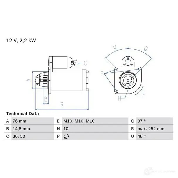 Стартер BOSCH 22 63 0986022631 331680 9NCIJS