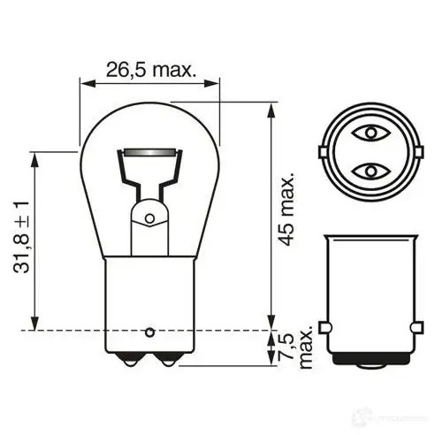 Лампа P21W 21 Вт 24 В BOSCH 1987302532 1423105976 E1 2KG 24V 21W P21W TRUCKLIGHT