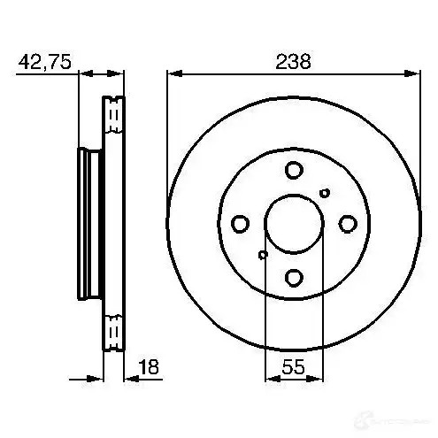 Тормозной диск BOSCH 338919 E1 90 R - 02C0074/0419 BD369 0986478438