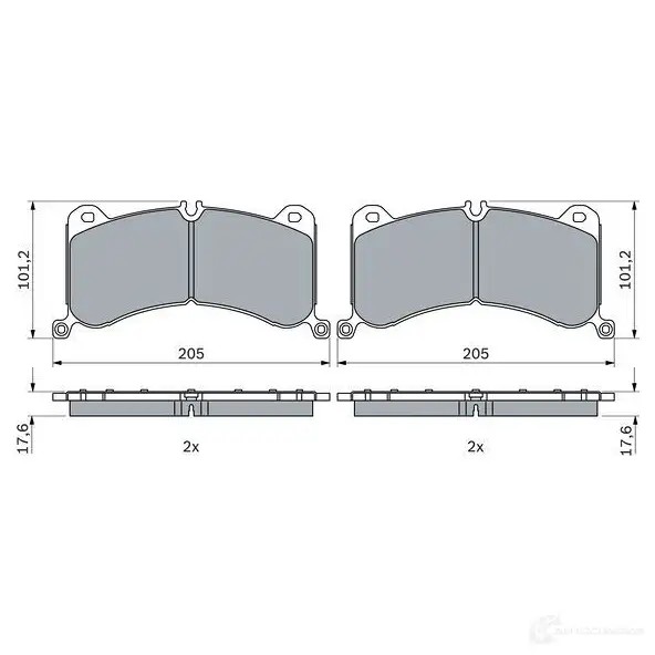 Тормозные колодки, комплект BOSCH 0986424943 2 G6BZ6W 1437921875