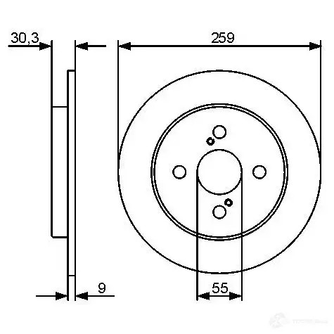 Тормозной диск BOSCH E1 90 R - 02C0100/0321 BD1258 339665 0986479420
