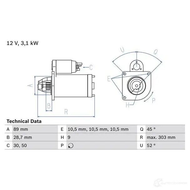 Стартер BOSCH 331256 16 55 0986016550 F1H5HTX