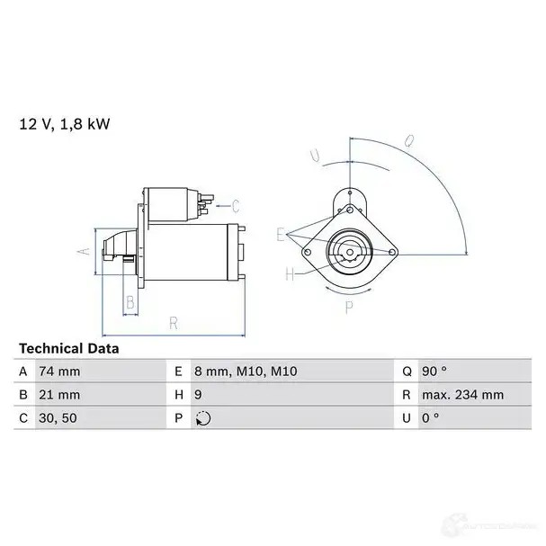 Стартер BOSCH 0986021230 331604 21 23 QODQ4V