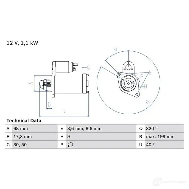 Стартер BOSCH 331760 0986023660 I8Q6S 236 6