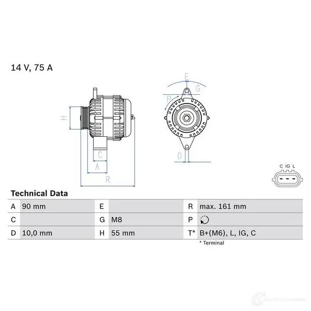 Генератор BOSCH 829 0 333466 0986082900 06GG4G
