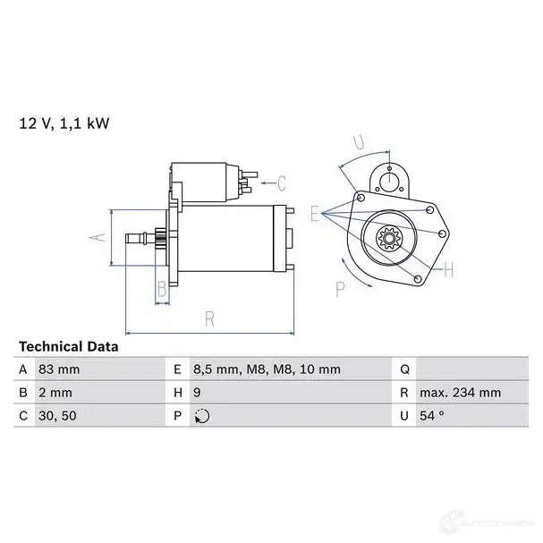 Стартер BOSCH LRLK9U 0986016800 1 680 331273