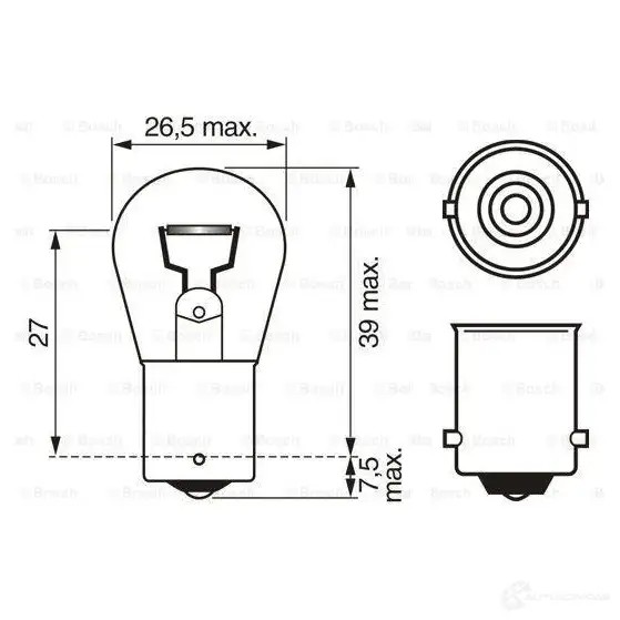 Лампа BA15S 18 Вт 12 В BOSCH 12V 18W PURE LIGHT 7U6S0B7 350308 1987302214