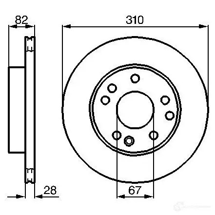 Тормозной диск BOSCH 338993 HB8FVR BD45 1 0986478528