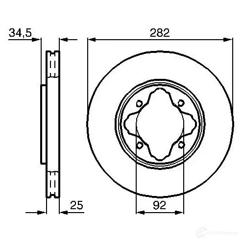 Тормозной диск BOSCH 339075 BD5 52 0986478634 7DHAYX