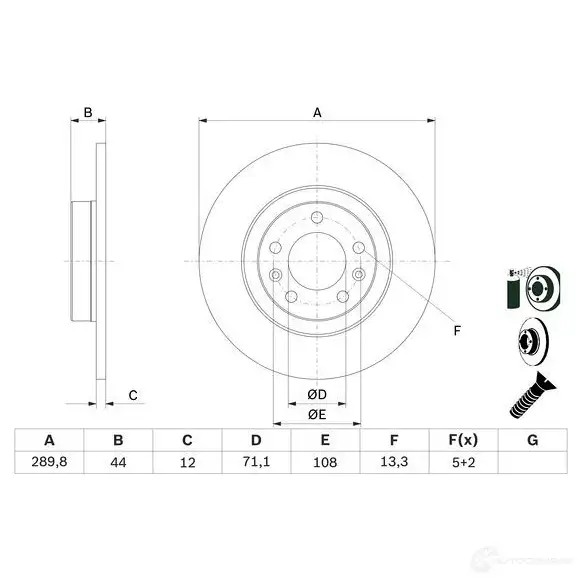 Тормозной диск BOSCH BD1 657 KMV46YH 0986479130 339410