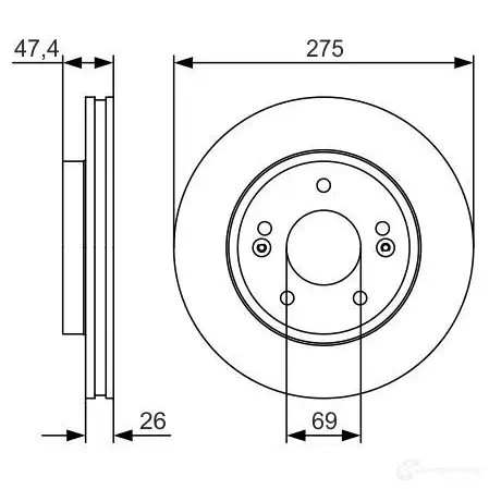 Тормозной диск BOSCH E1 90R-02C0349/1005 BD1761 0986479r26 340339