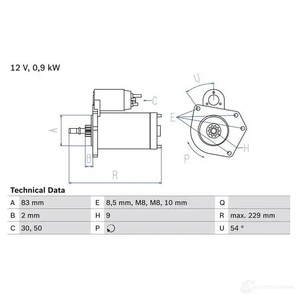 Стартер BOSCH 167 9 0986016790 AHWKI9 331272