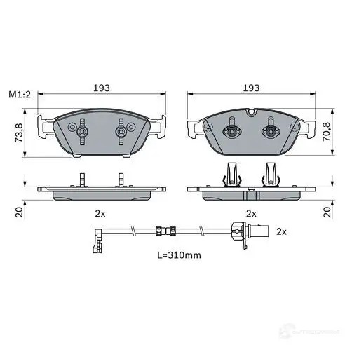 Тормозные колодки, комплект BOSCH 0986494986 1425140185 25158 BP1838