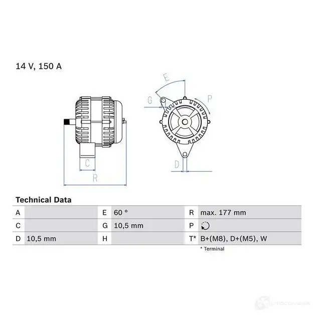Генератор BOSCH 8F5R0D 333030 0986047210 47 21