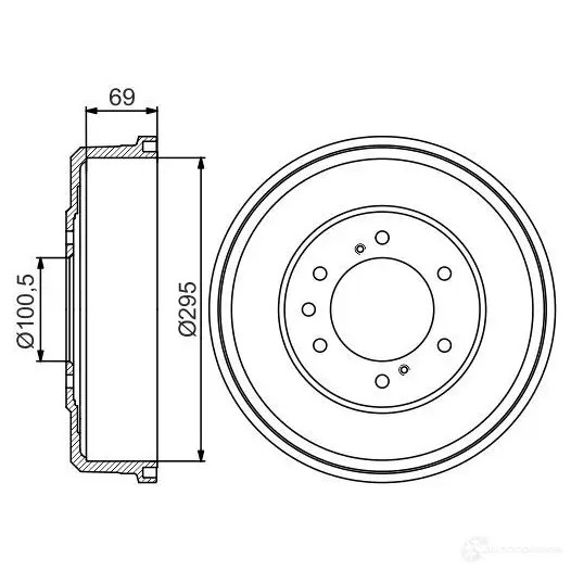 Тормозной барабан BOSCH DB23 6 DJVZH4T 0986477165 338561