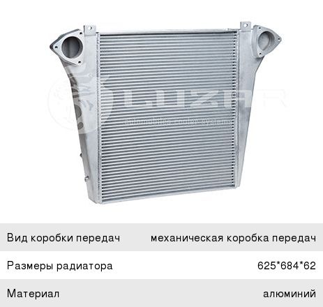 Охладитель КАМАЗ-6520, 6460, 65201, 63502 наддувочного воздуха LUZAR