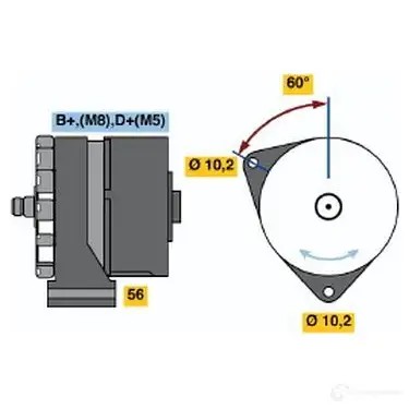 Генератор BOSCH 0120469590 N1 (-) 14V 36/80A 304766 T278TP