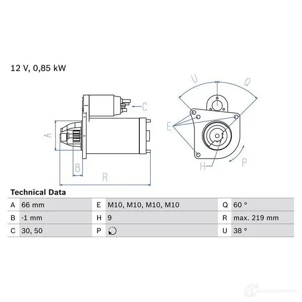 Стартер BOSCH 330864 UIR02X 103 1 0986010310