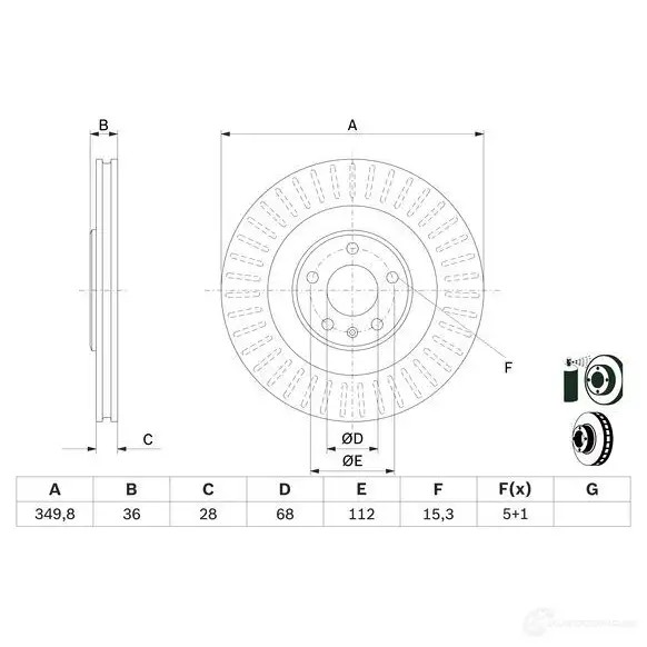 Тормозной диск BOSCH BD 2642 NJQXVJ7 0986479e41 1425140898