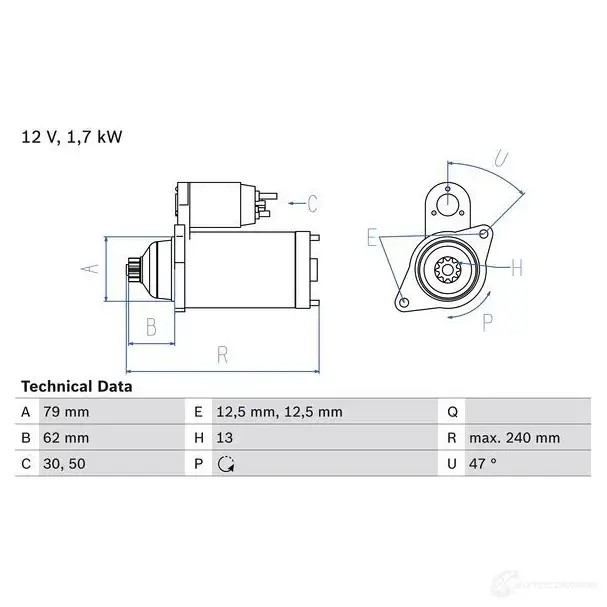 Стартер BOSCH YEHFTS 25 15 331859 0986025150