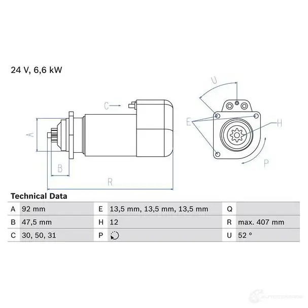 Стартер BOSCH 0986018090 RGOXLE 331378 1 809