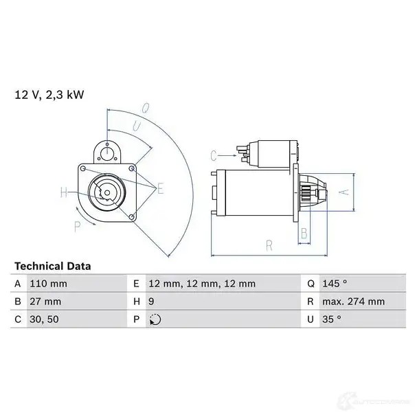 Стартер BOSCH 2 386 ATCDS16 0986023860 331779